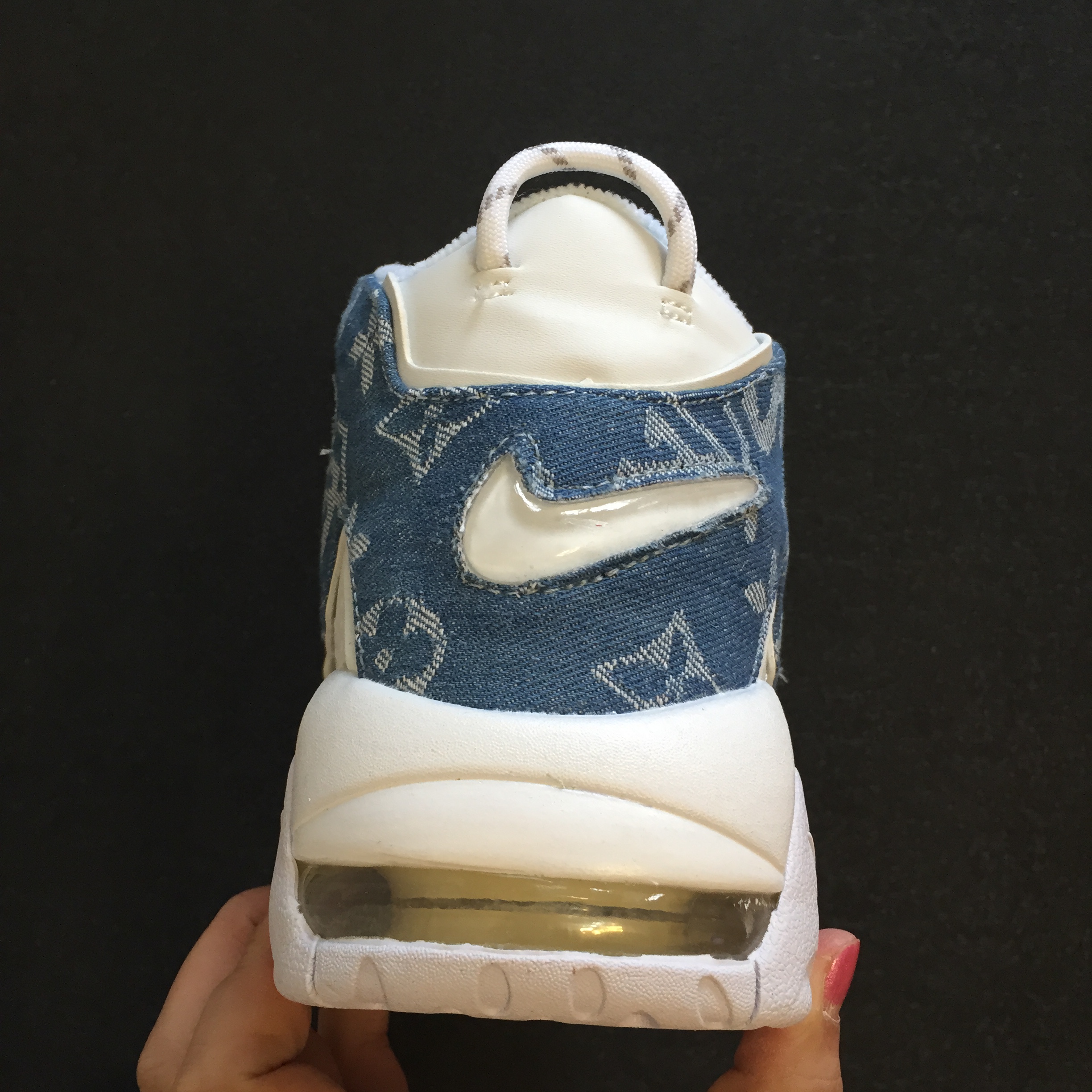 Supreme x Nike Air More Uptempo White Blue Shoes